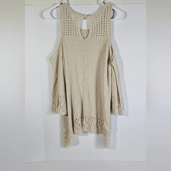 LC Lauren Conrad Off-the-Shoulder Beige Sweater - Picture 3 of 4